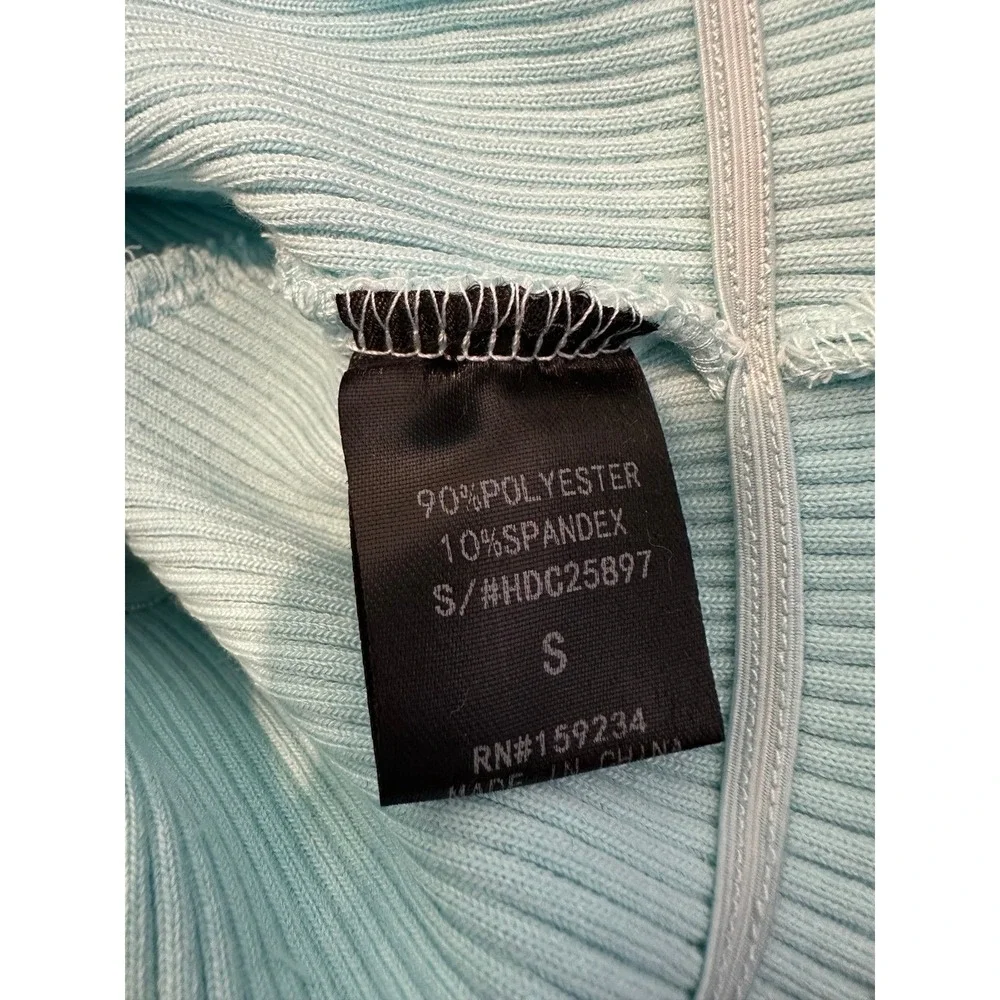 Fashion Nova Two Piece Ribbed Set Blue Turquoise Size Small Rare Jewel Skirt Set